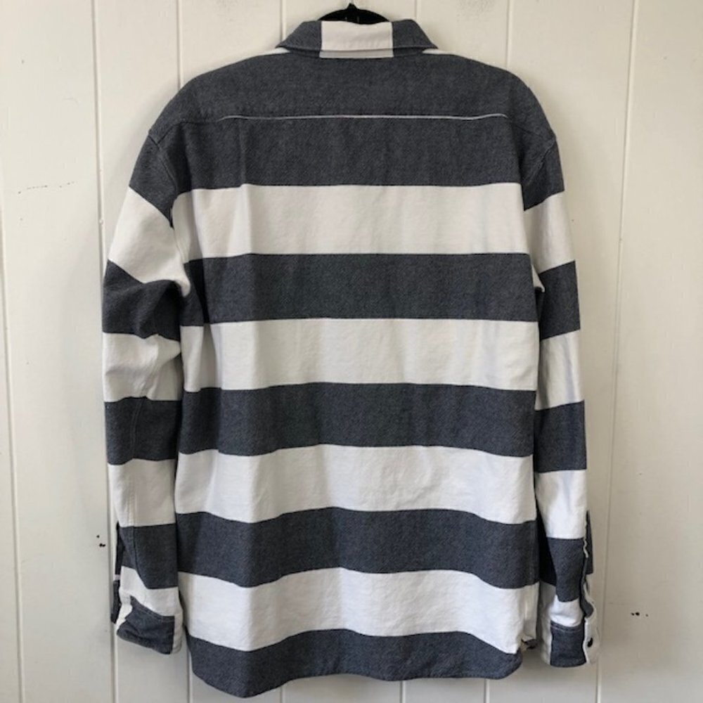 Blank Label Preppy Nautical Button Up Striped Shirt with Front Pockets - Picture 2 of 12